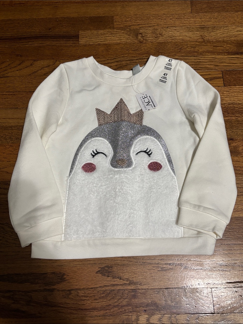 NWT The Children’s Place glittery penguin crewneck sweatshirt